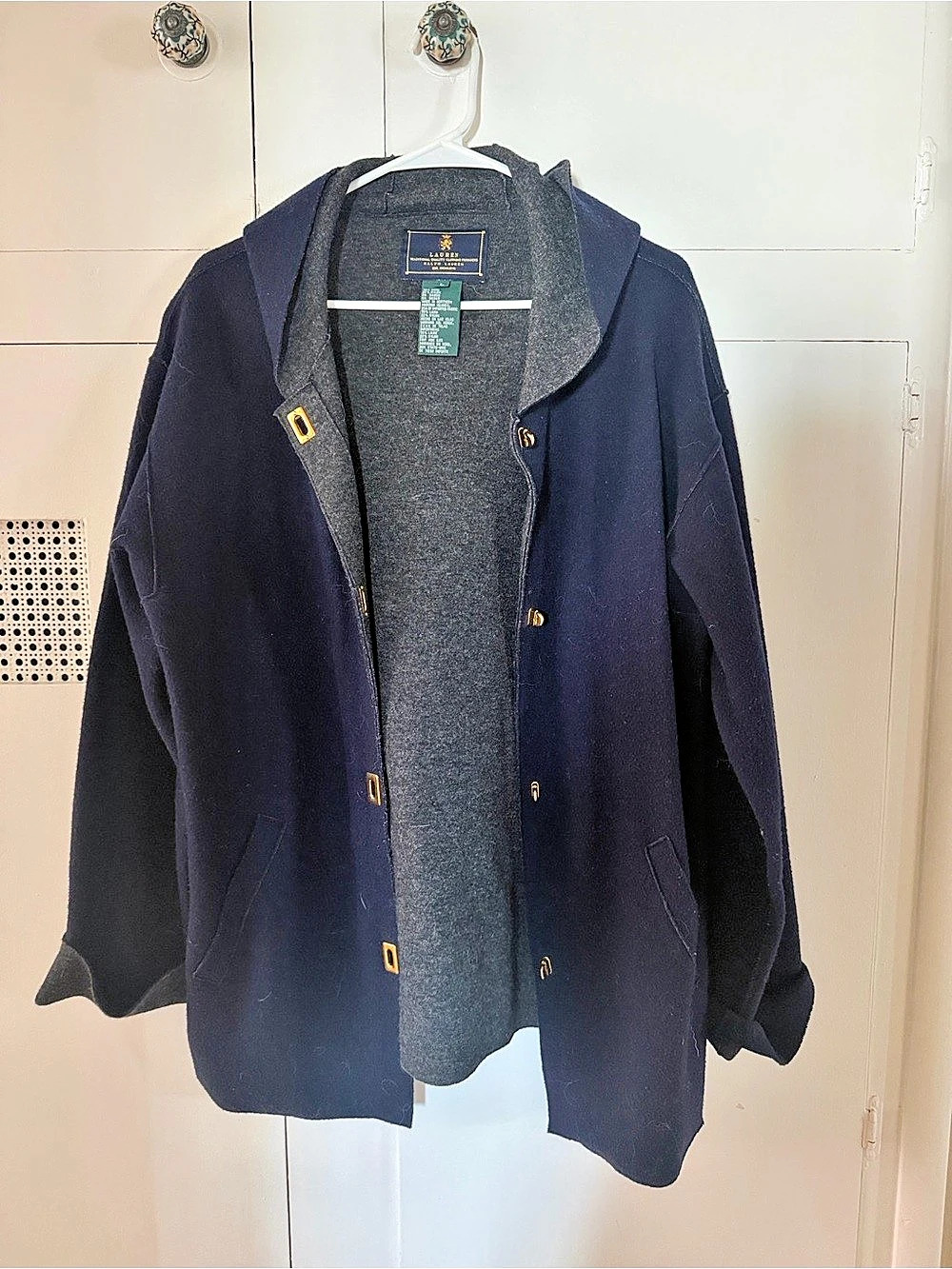 Lauren Ralph Lauren Wool Blend Pea Coat in Blue Size Large